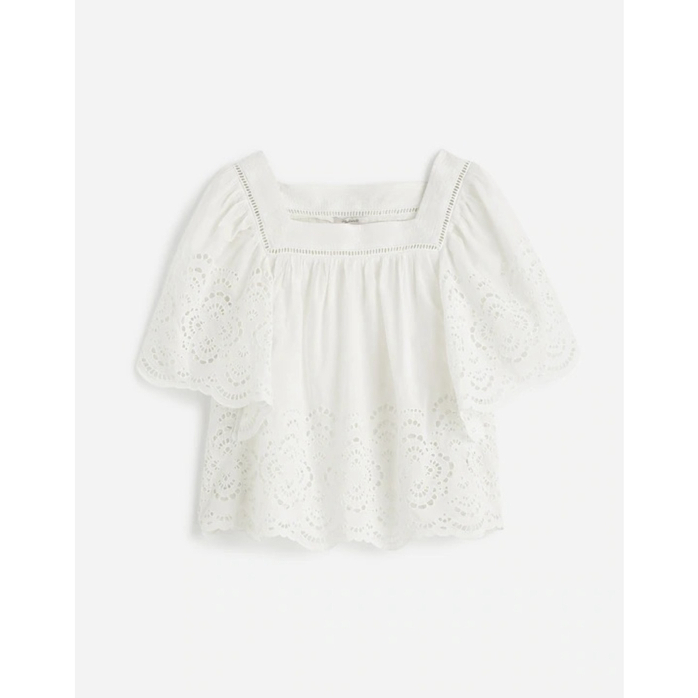 NWT Madewell Flutter-Sleeve Top size XS in white NV198
